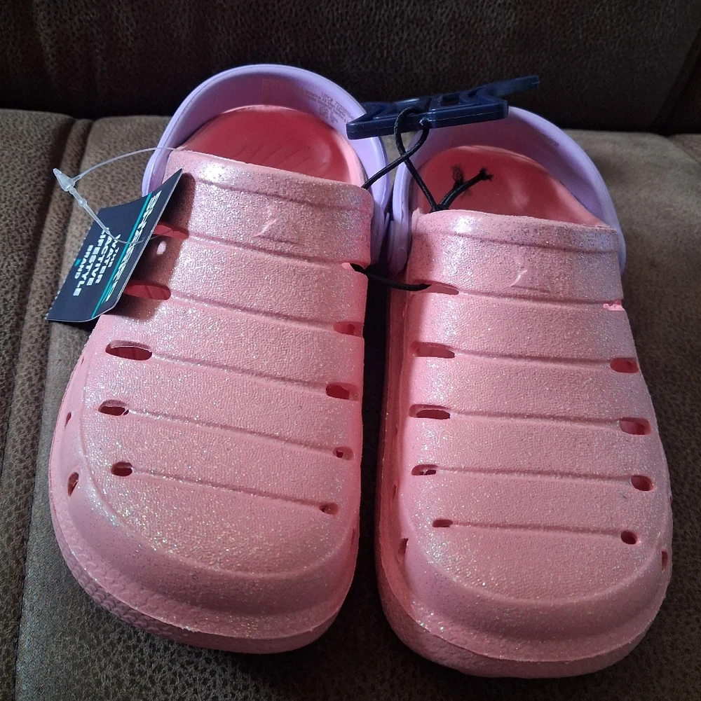 Rugged Shark Kids Sparkle Pink Slip-On Clog Size 10